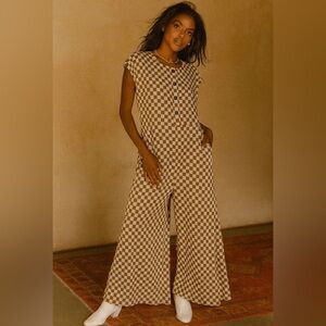 Checkered Brown Jumpsuit